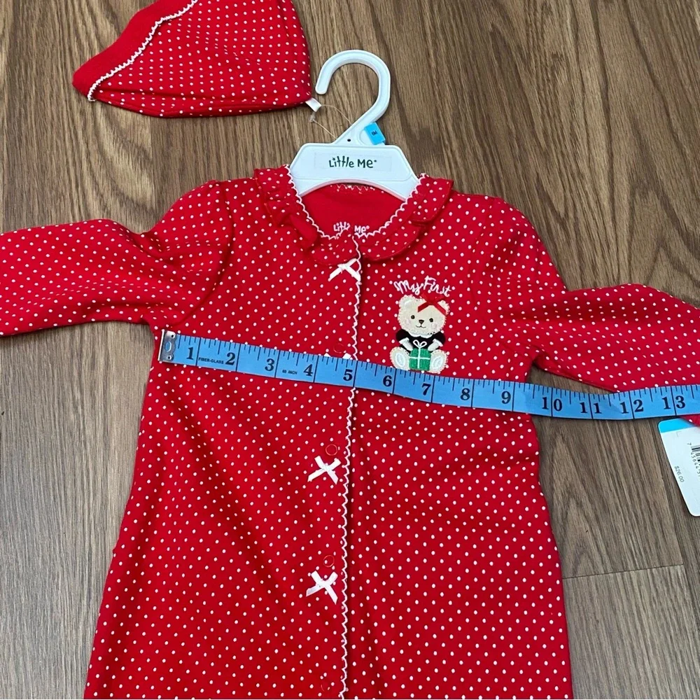 Little Me My First Christmas Baby Bodysuit and Hat Size 6 months NEW